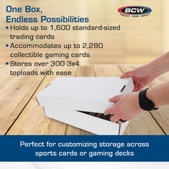 BCW Shoe Storage Card Box capacity highlights up to 1600 standard cards.