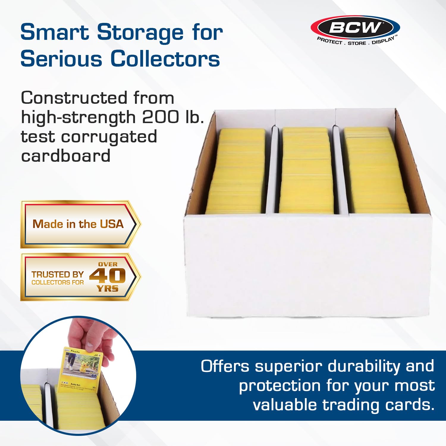 BCW box interior with dividers for neat sorting