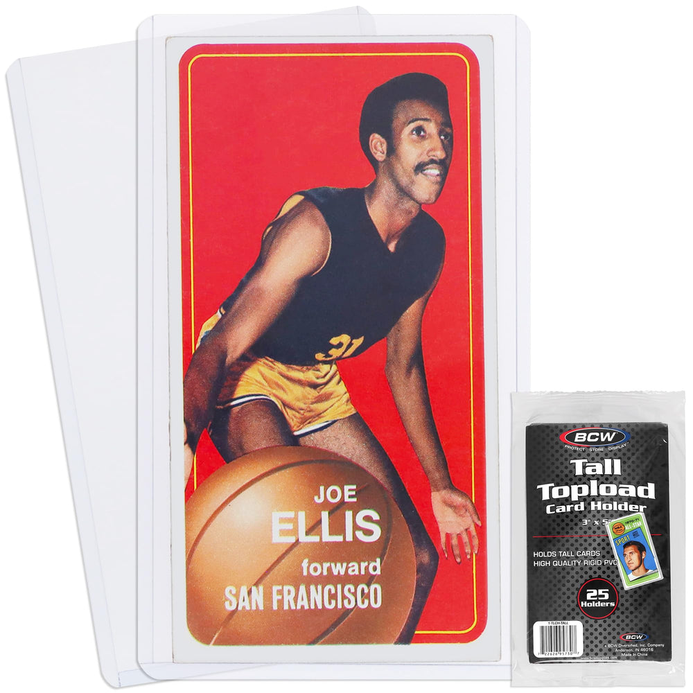 BCW tall card toploader offers clear visibility for oversized cards