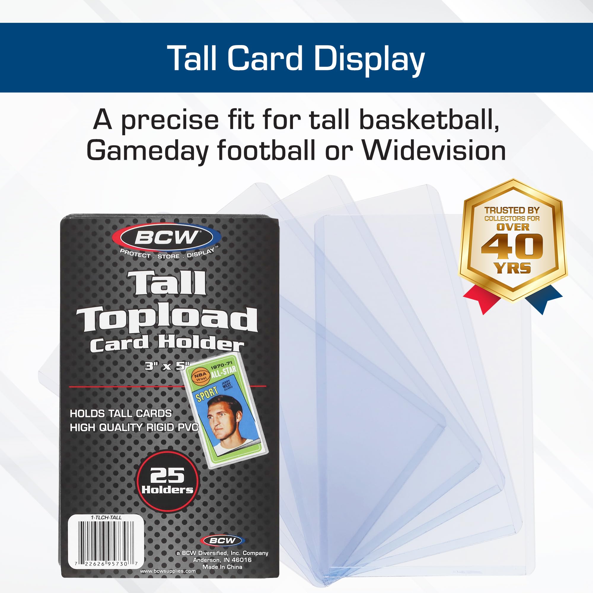 BCW tall card toploader provides a durable outer shell for long-term display