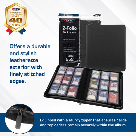 BCW Top Loader Binder side-loading pages enable easy card insertion and removal.