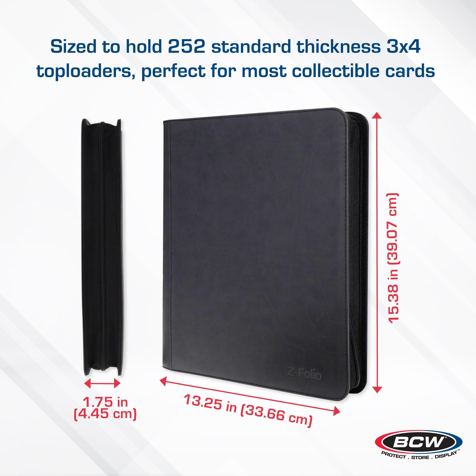 BCW Top Loader Binder zipper closure helps keep contents secure during transport.