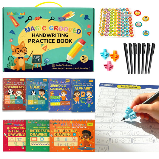 Bdcytherial 7Pcs Grooved Writing Practice Kit supports handwriting development