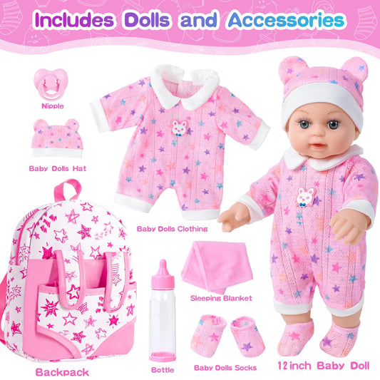 BDDOLL 12in baby doll clothes set offers mix-and-match outfits for imaginative care.