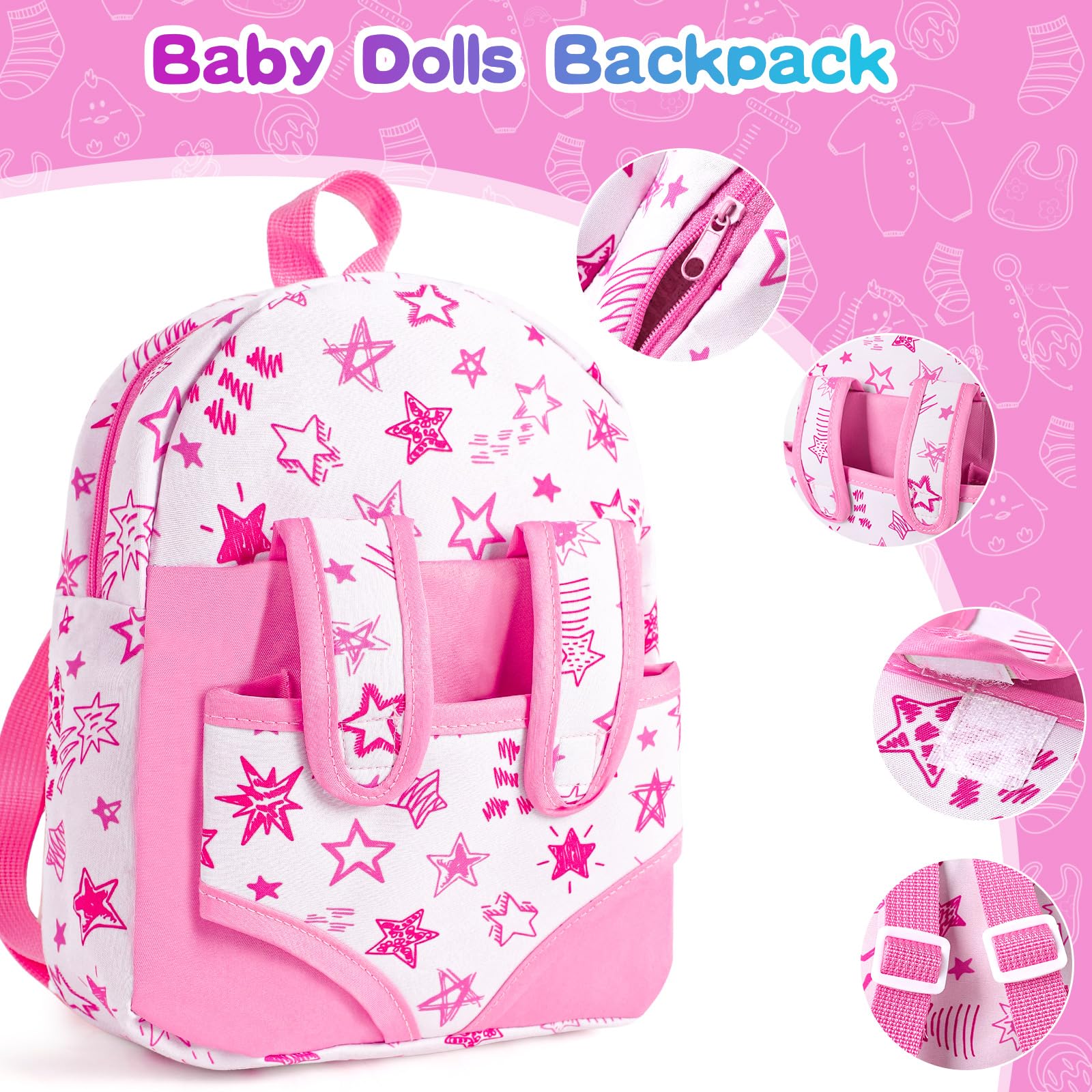 BDDOLL 12in baby doll nipple included for authentic feeding role-play.