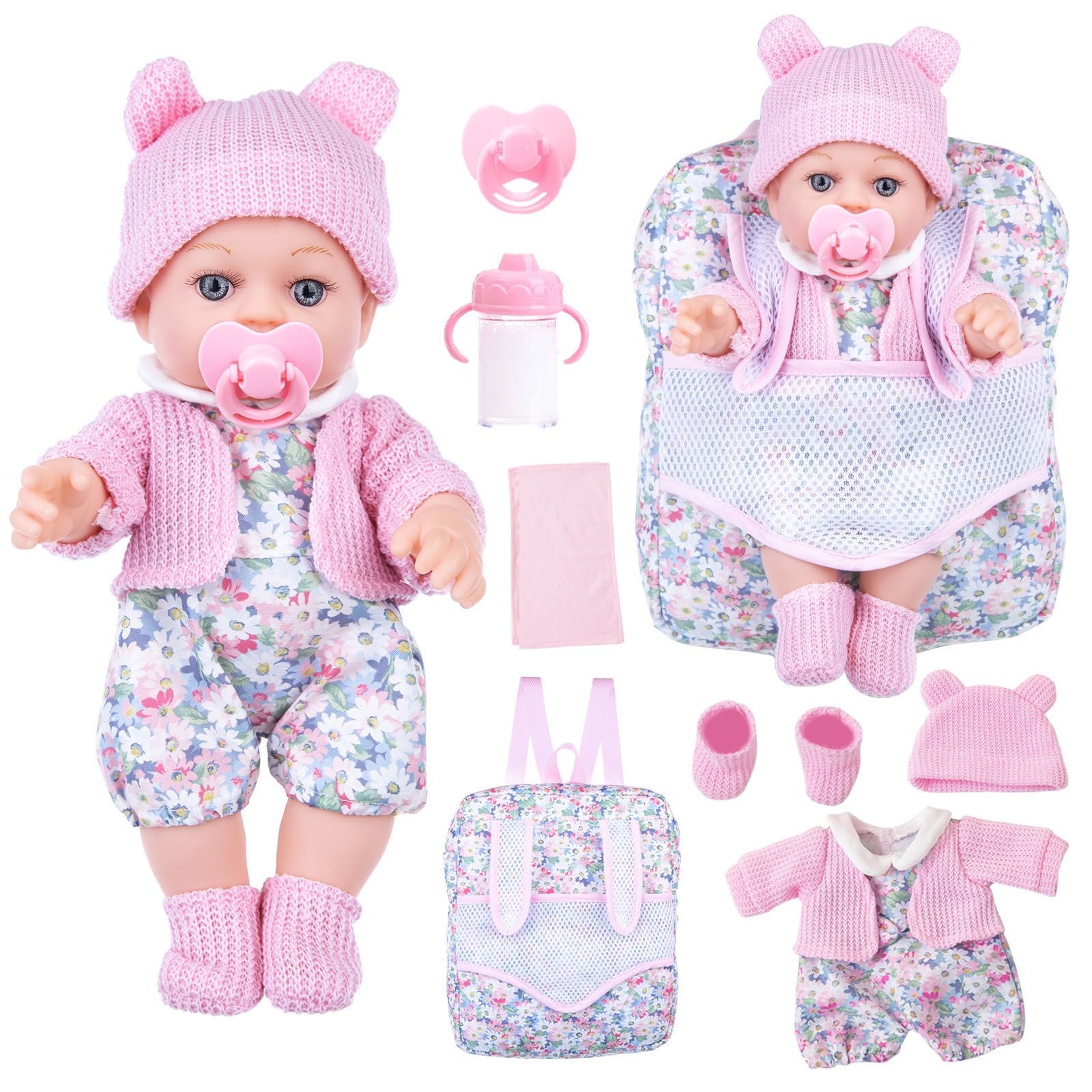 BDDOLL 12-inch doll with backpack for easy, on-the-go play