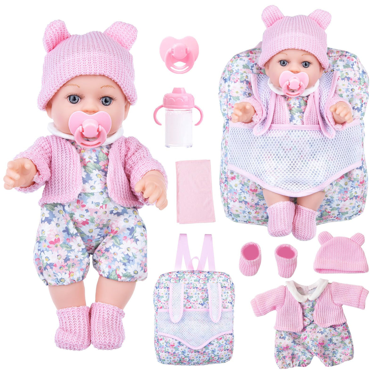 BDDOLL 12-inch doll with backpack for easy, on-the-go play