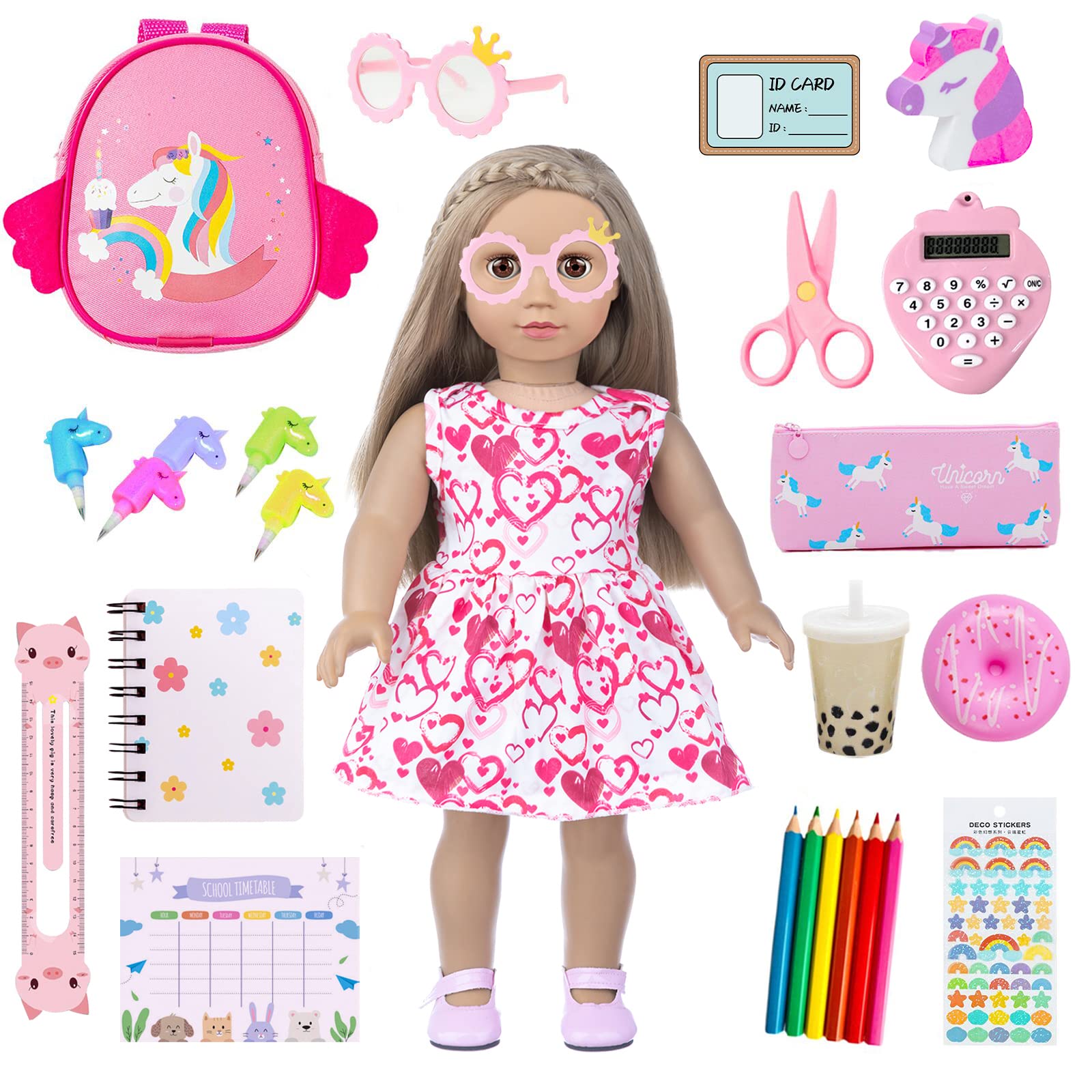 BDDOLL 18-inch doll school bag accessory enhances imaginative play.
