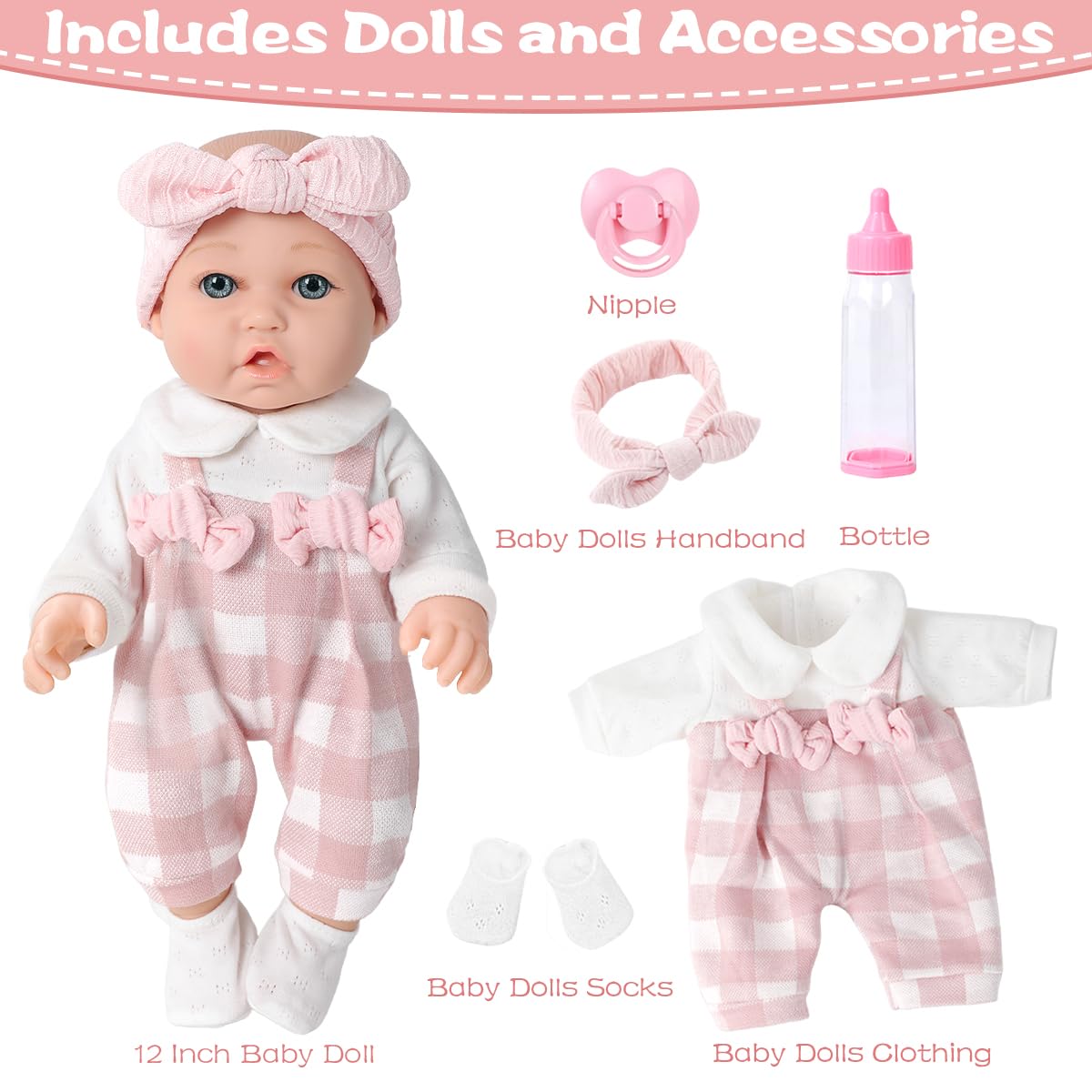 BDDOLL baby doll clothes set for dressing and care routines