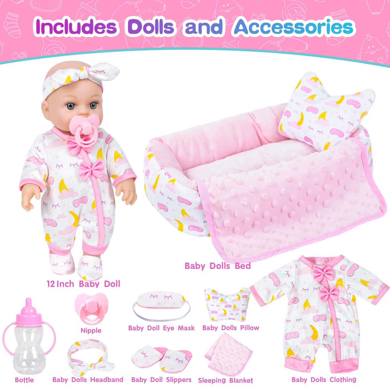 BDDOLL soft sleep bassinet bed for cozy nap moments.