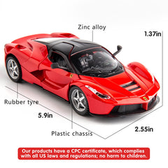BDTCTK 1:32 Farrari pullback car metal body close-up highlights quality craft.