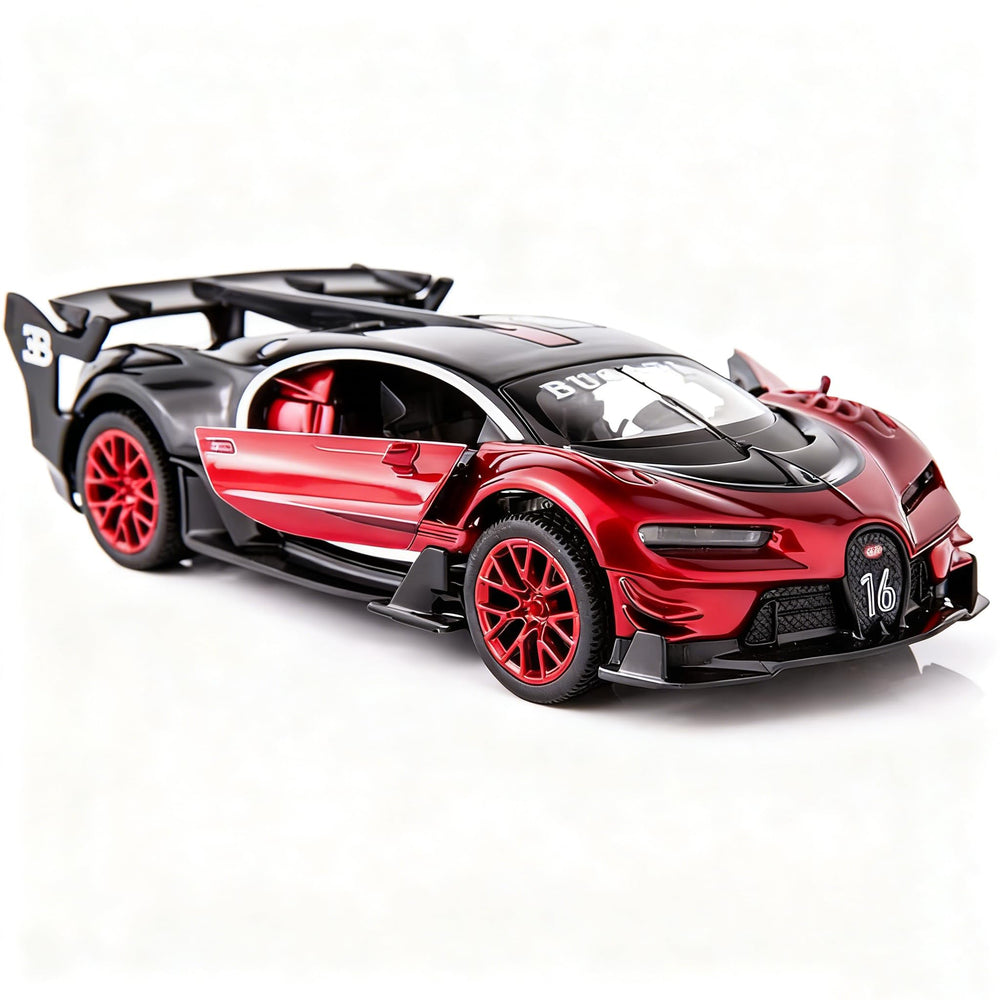 BDTCTK Bugatti Vision GT 1/32 front-angle, durable die-cast display piece for shelves.