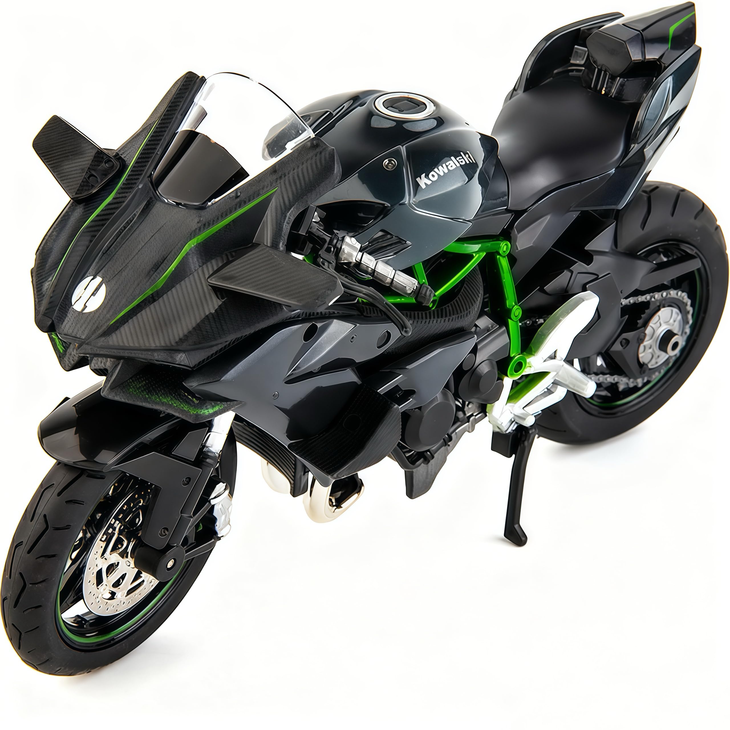 BDTCTK Ninja H2R diecast front-angle with rotating wheel for interactive play