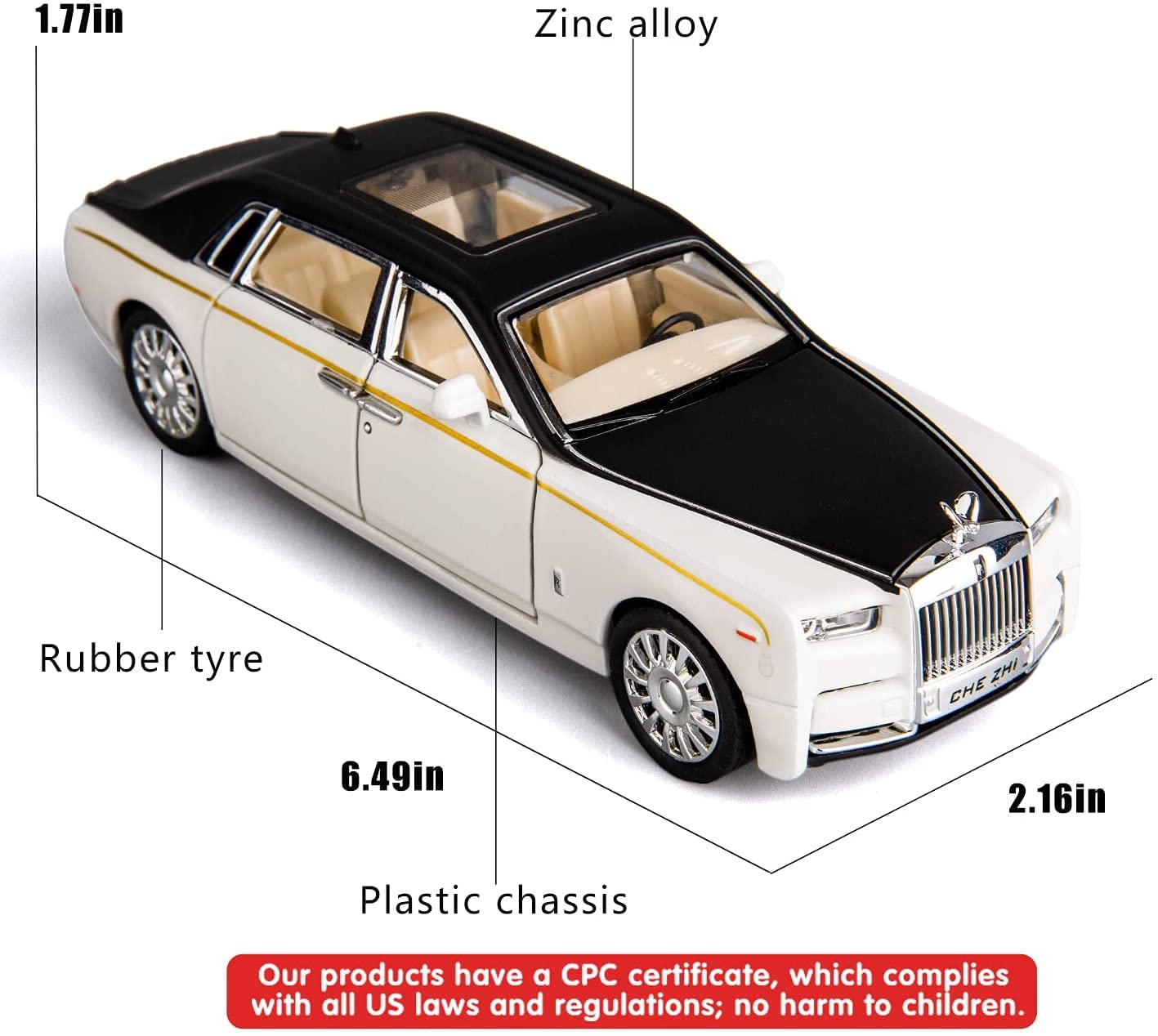 BDTCTK Rolls-Royce Phantom 1/32 open doors reveal mini interior