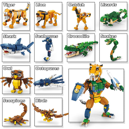 BDXEJV Creator 3-in-1 Animals shark-octopus demonstrates versatile transformations for exploration.