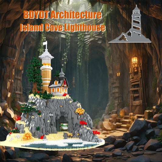BDYDT detailed miniature house and rock cave close-up for immersive building play.