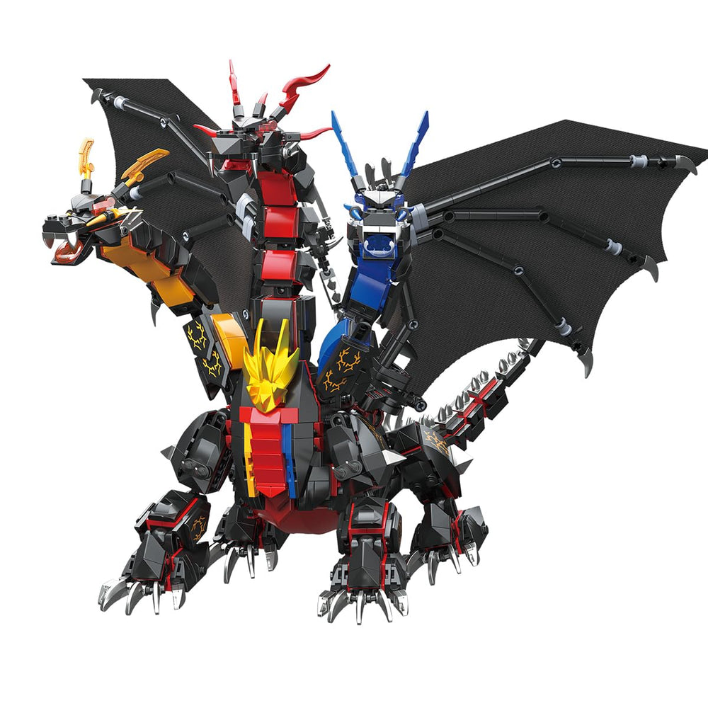BDYDT Dragon Series Dark Three-Headed Dragon King Building Blocks