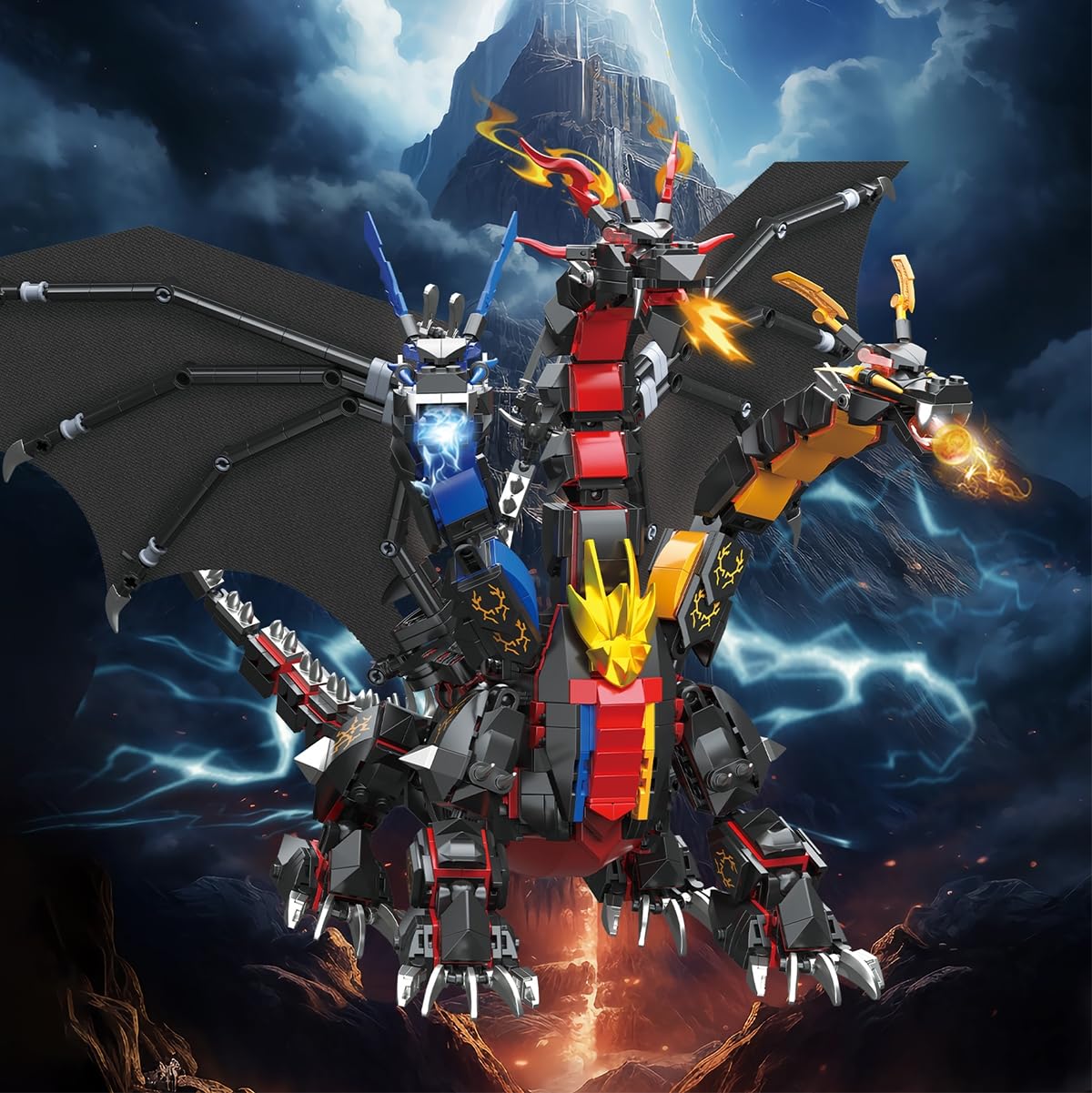 BDYDT Dragon Series Dark Three Headed Dragon King clear instructions and large layout.