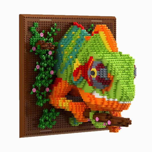 BDYDT wall art chameleon blocks assembly demonstrates tactile creativity for adults.