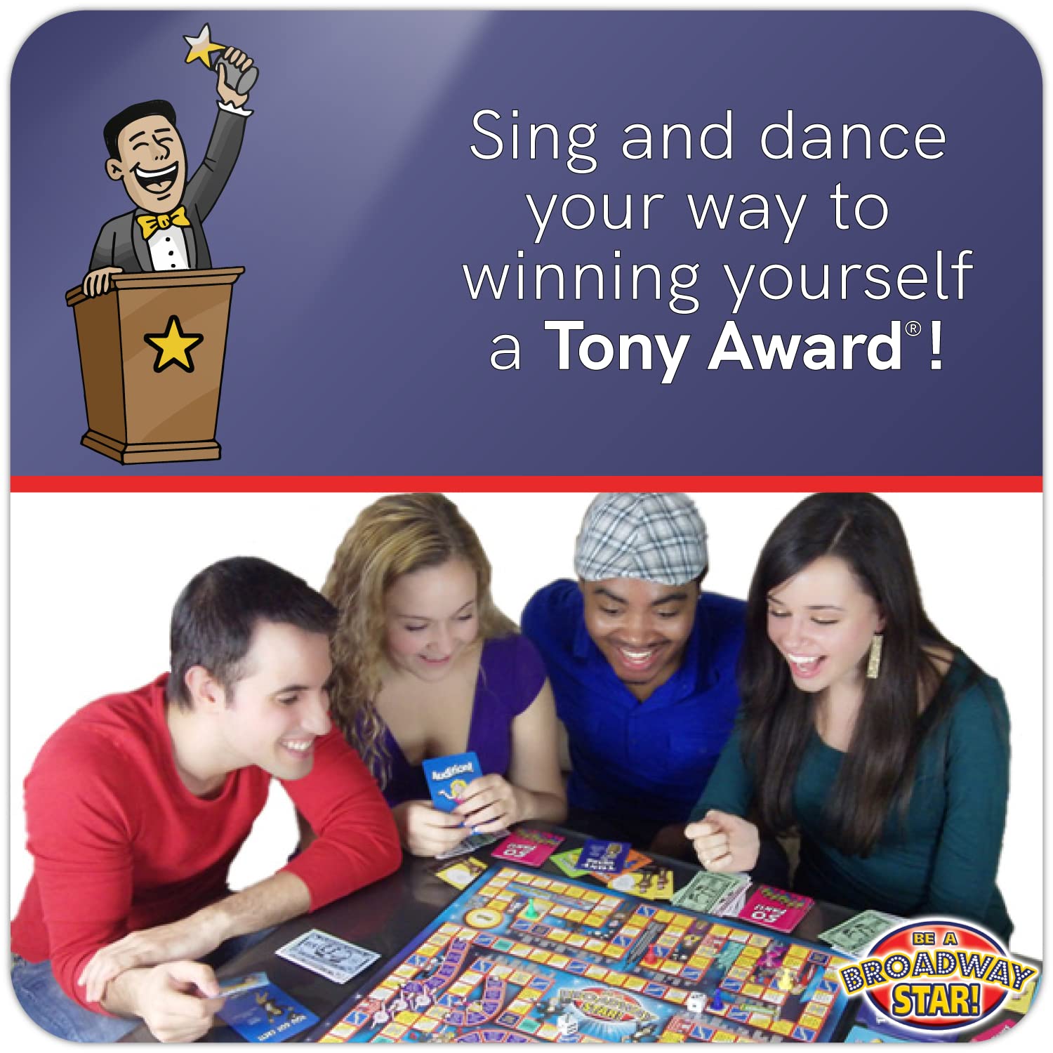 BE A BROADWAY STAR! Card draw moment captures action-ready gameplay during gatherings.
