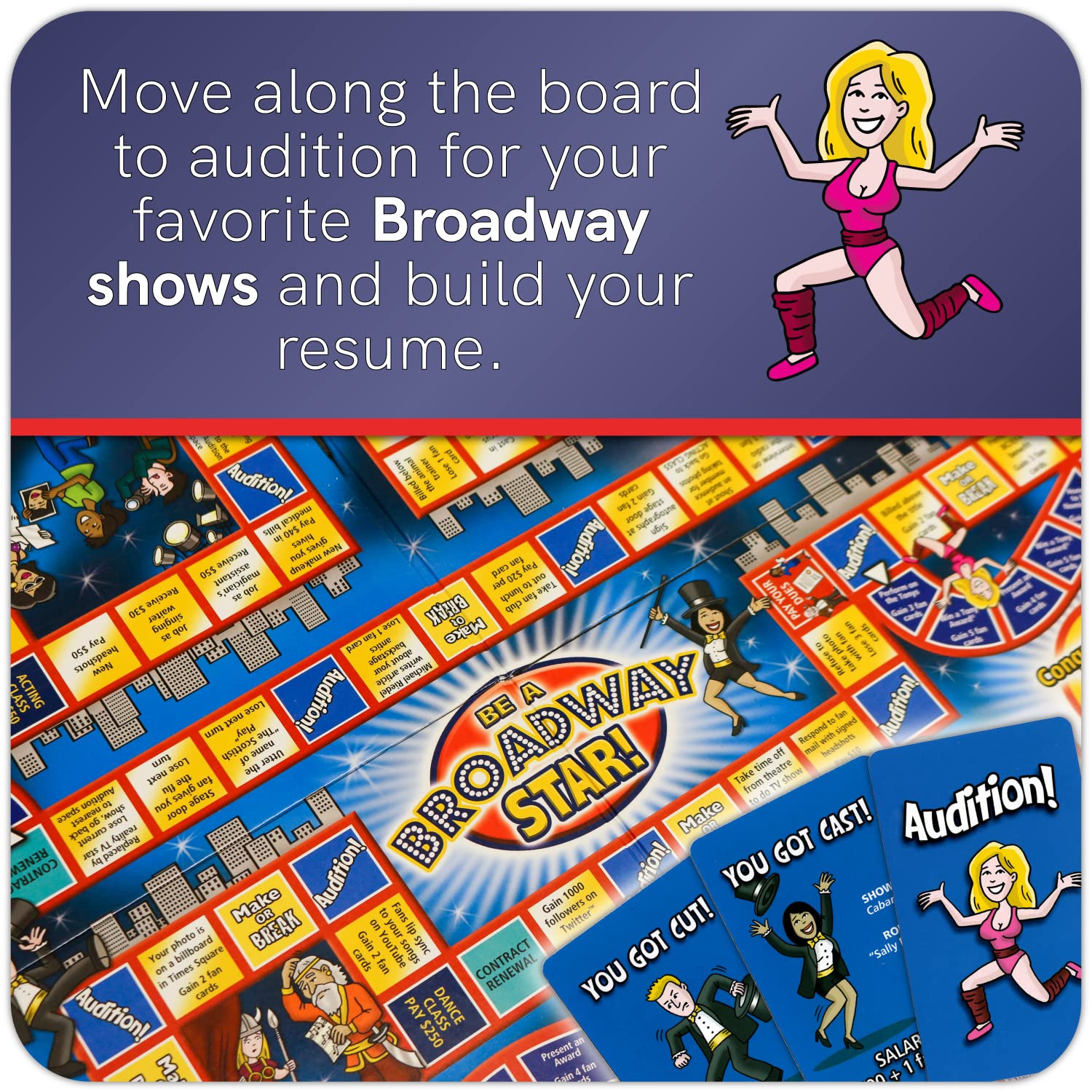 BE A BROADWAY STAR! Headshots area highlights character cards for immersive role-play moments.