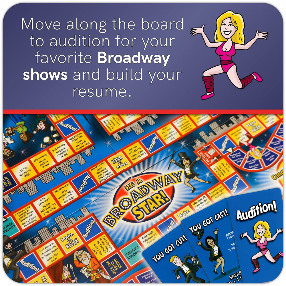 BE A BROADWAY STAR! Headshots area highlights character cards for immersive role-play moments.