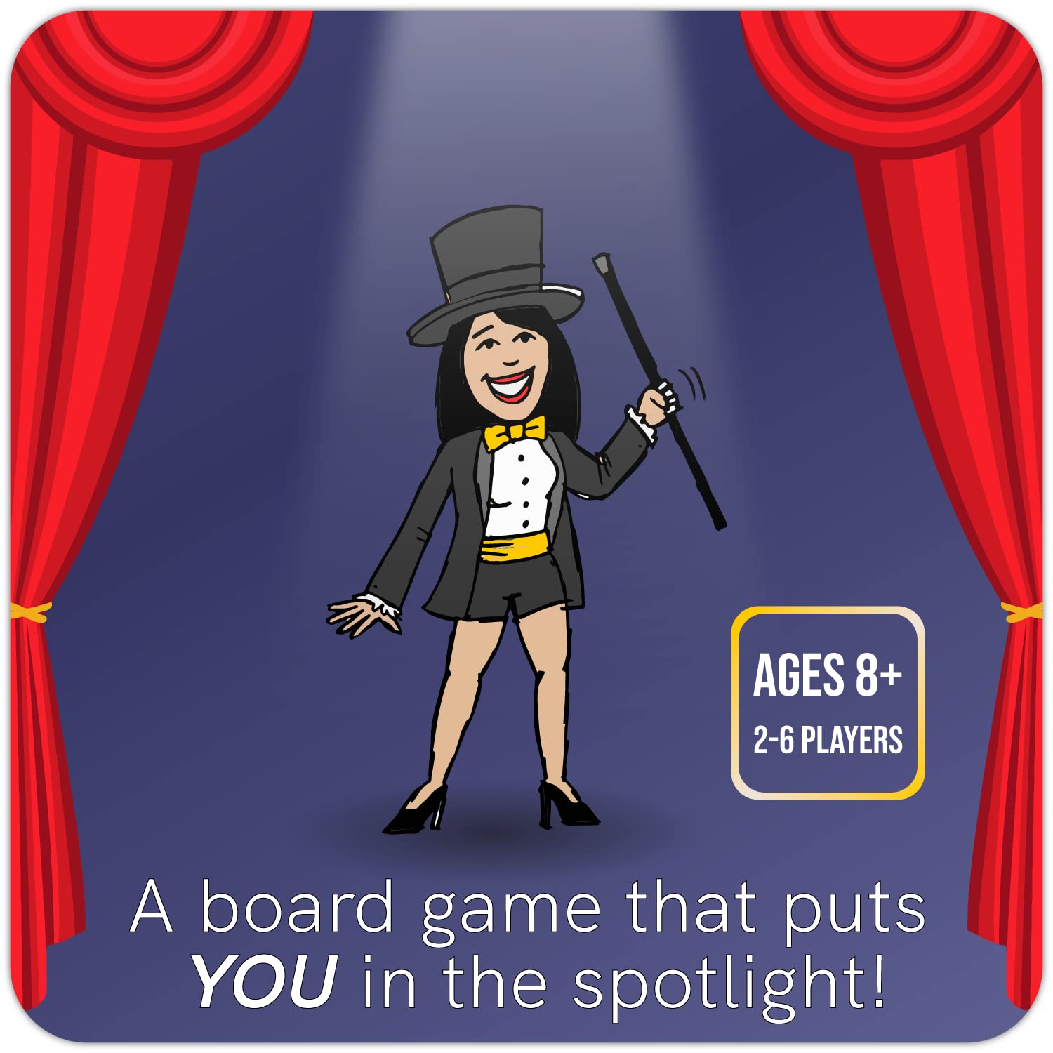 BE A BROADWAY STAR! Play area scene invites friends to a lively trivia night.