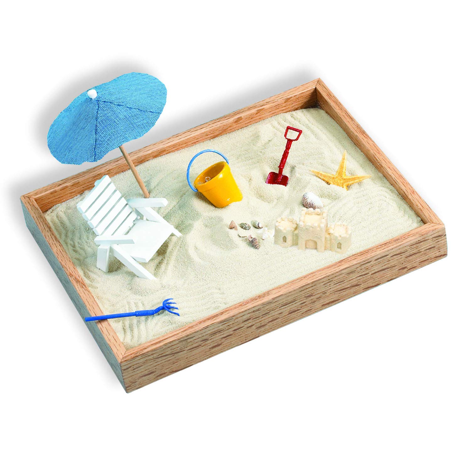 Be Good Company Executive Sandbox on a desk showing a calming beach scene
