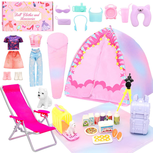 BEABARZA doll camping tent setup encourages imaginative outdoor play.