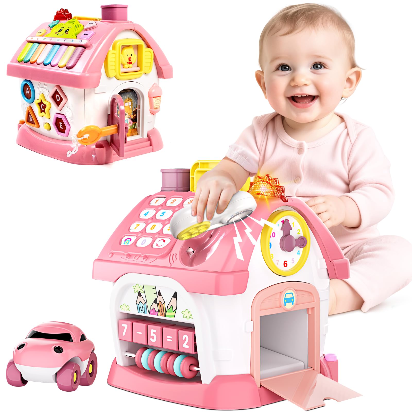 Beacron 8-in-1 bilingual learning playhouse engaging toddlers with learning activities