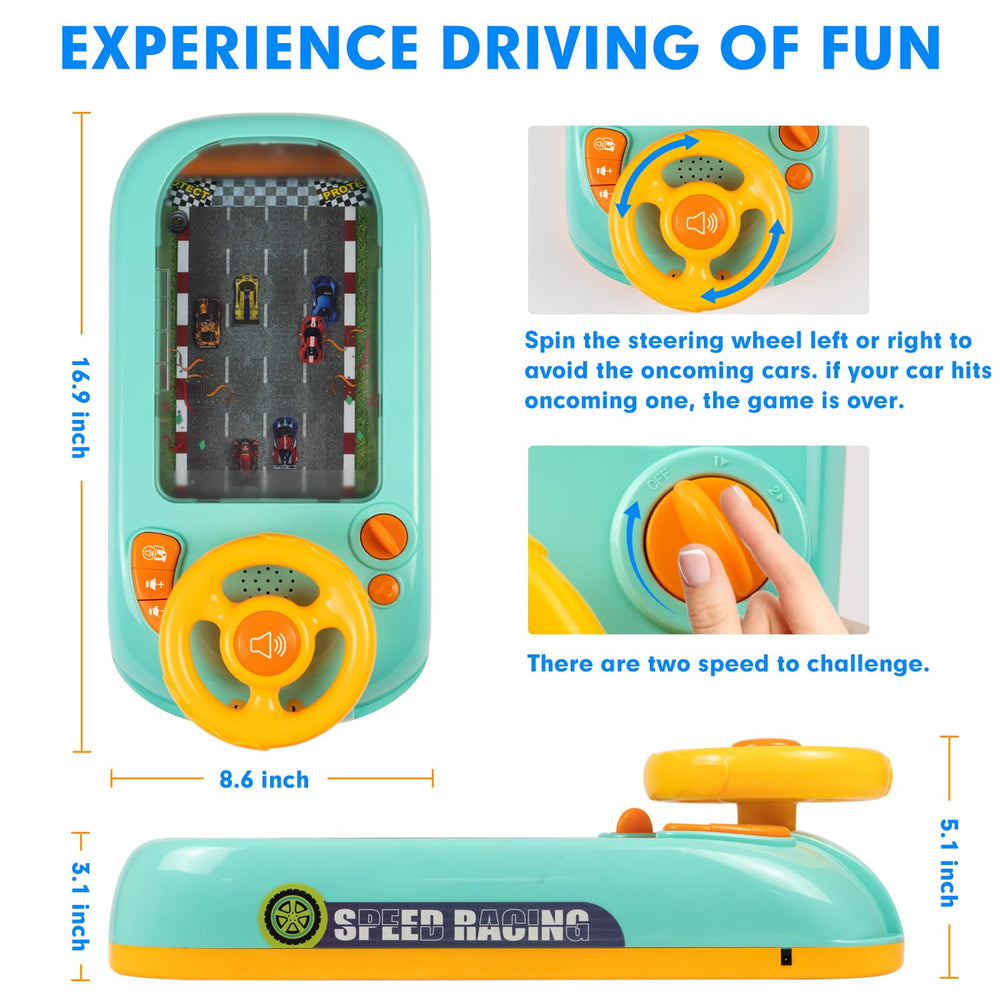 Beacron musical steering wheel toy featuring horn and start button for interactive driving