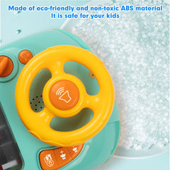 Beacron musical steering wheel toy powered by USB or AA batteries for flexible use