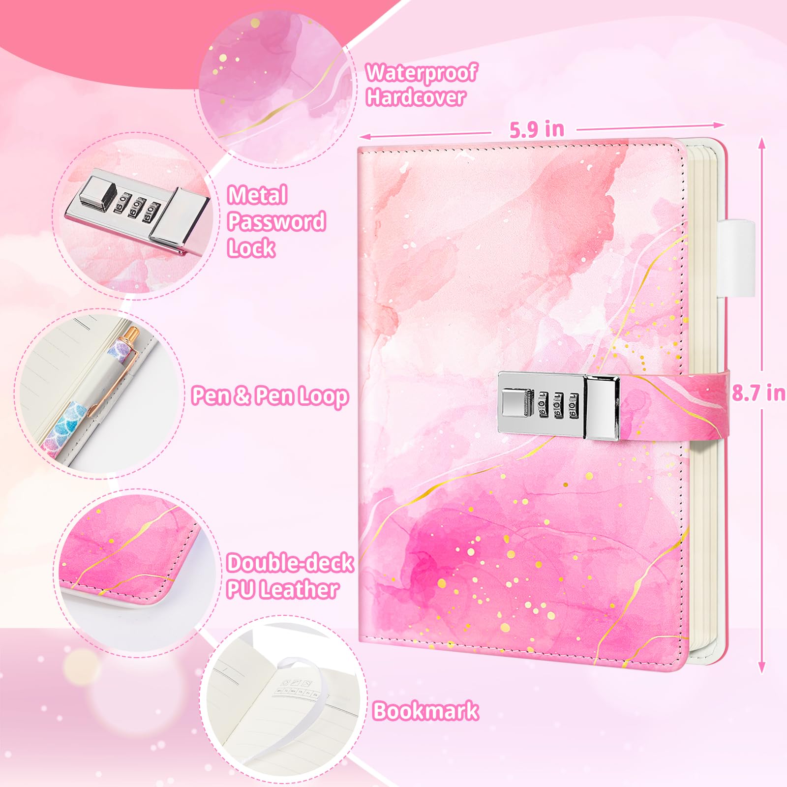 Beadsky Diary lock dial showing 3-digit code privacy for entries.