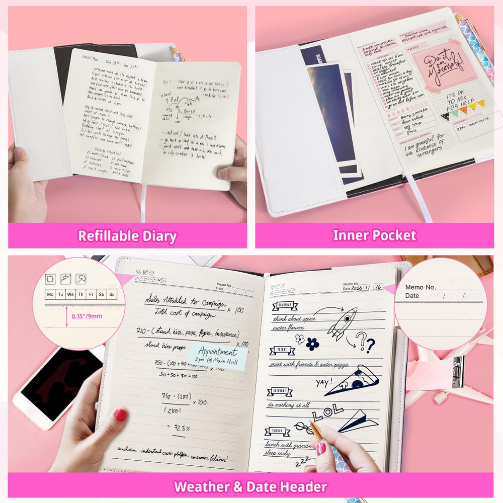 Beadsky Diary internal pockets for cards and coins.