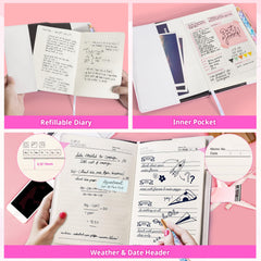 Beadsky Diary internal pockets for cards and coins.