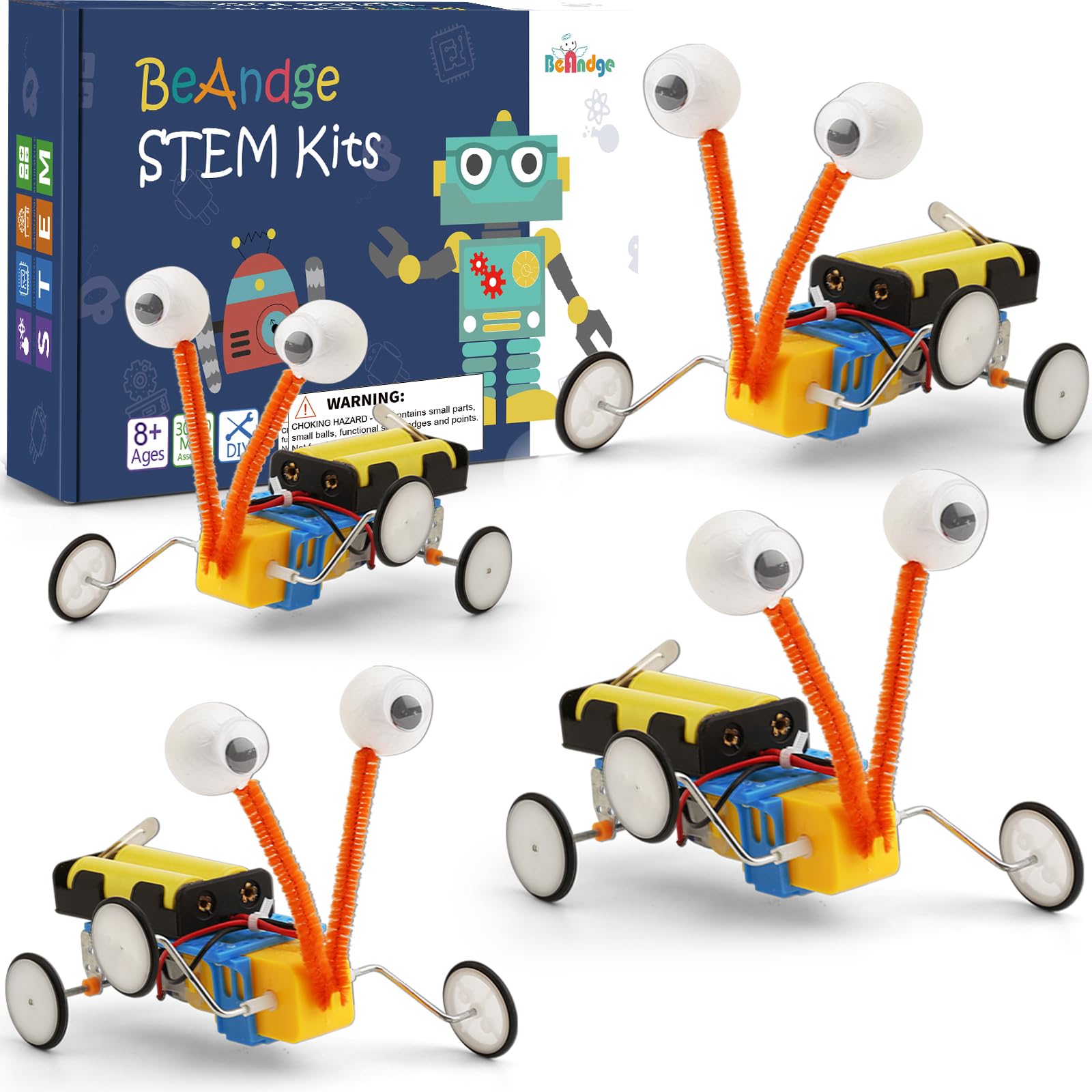 BeAndge 4-set bulk robot kits pack shown for classroom projects and family STEM fun