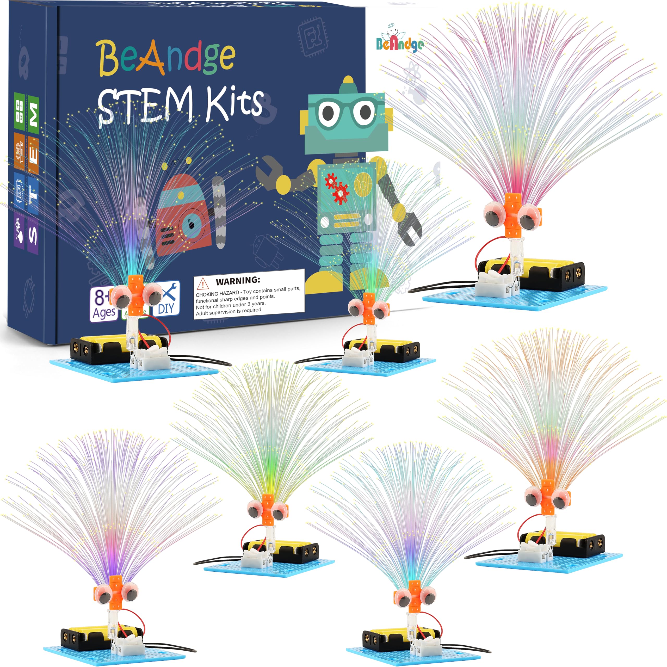 BeAndge 7-pack STEM kit contents for fiber optic projects and hands-on learning.