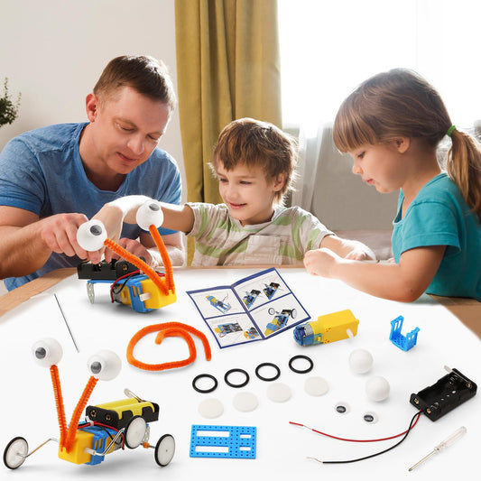 BeAndge kids assembling robot kit demonstrates hands-on learning and circuit building