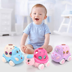 BeAndge pink crane car offers colorful visuals and engaging developmental play.