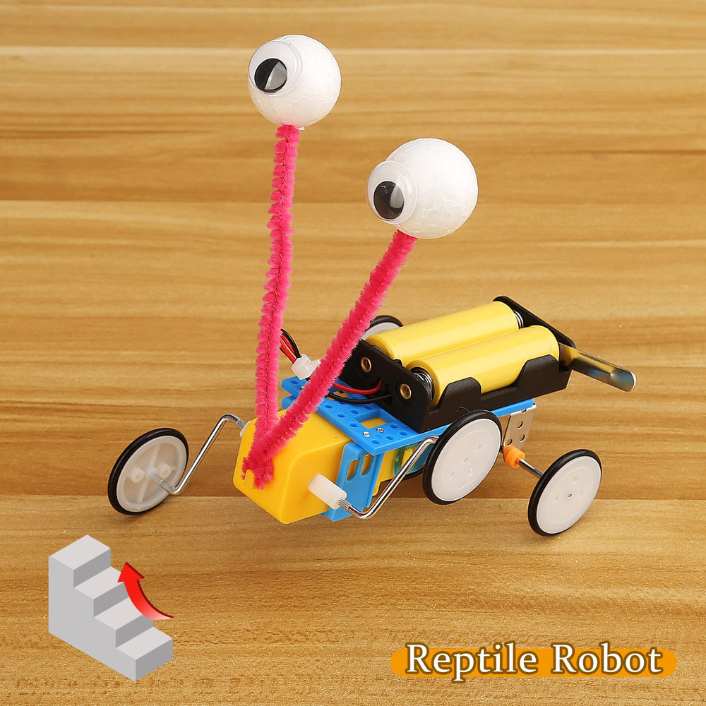 BeAndge robot parts and circuit tiles organized for easy assembly