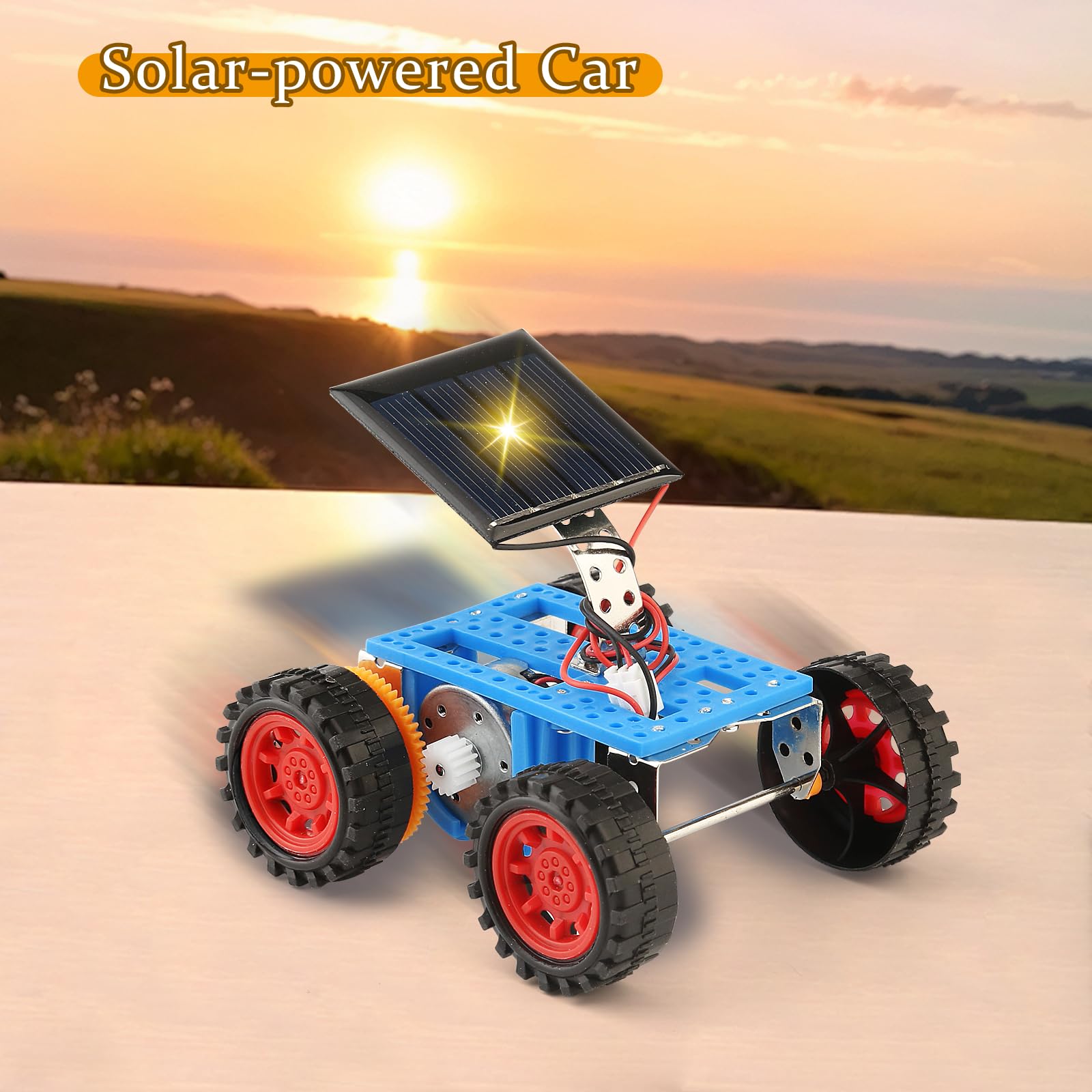 BeAndge solar panel powering a small vehicle in motion