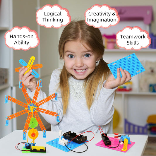 BeAndge STEM kit amusement park pulley-transfer model shows gears in action for problem solving.
