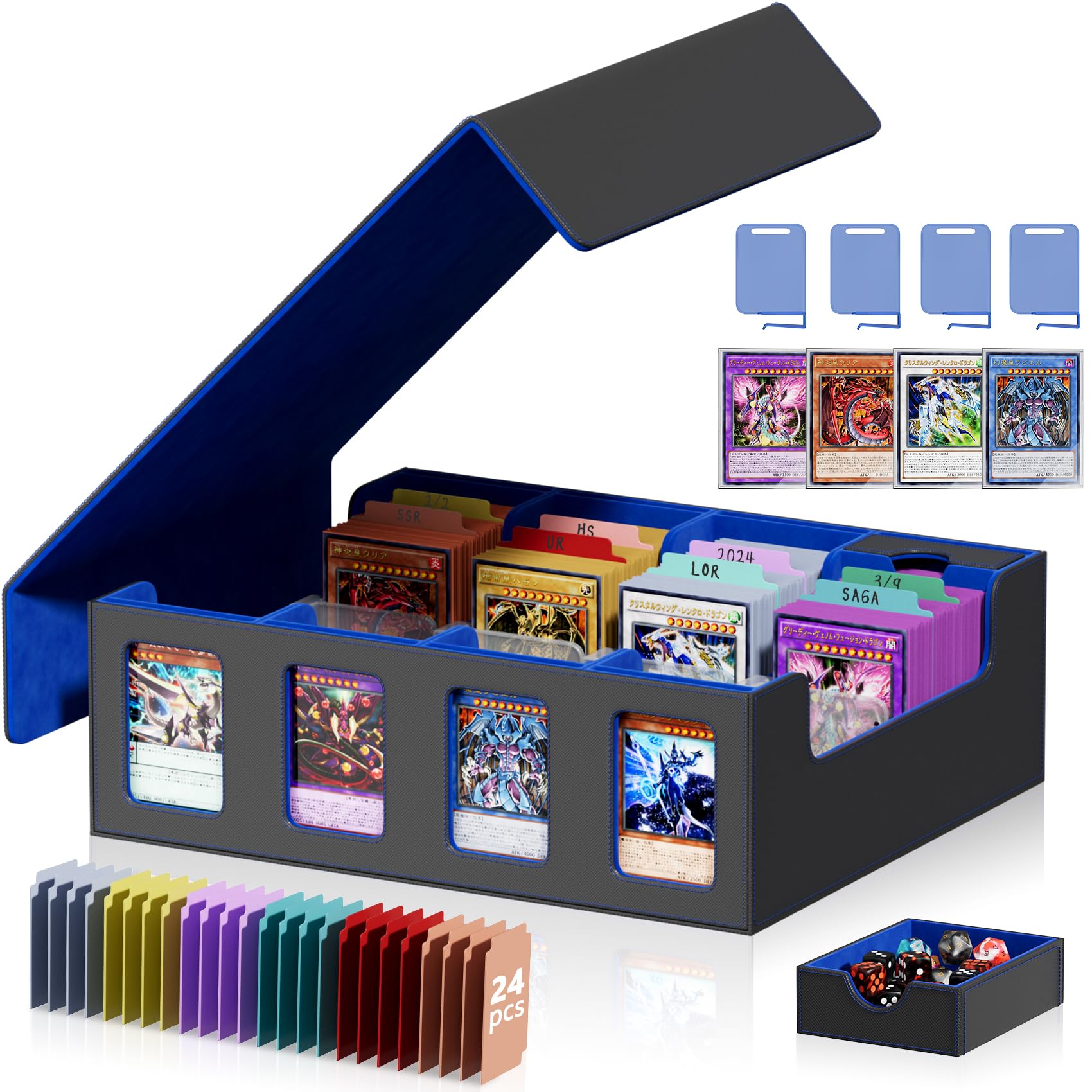 Bearfire trading card storage box front view with four-row layout for easy access