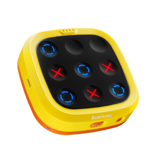 BearHonie 4-in-1 handheld Tic Tac Toe front view, portable fun for travel.