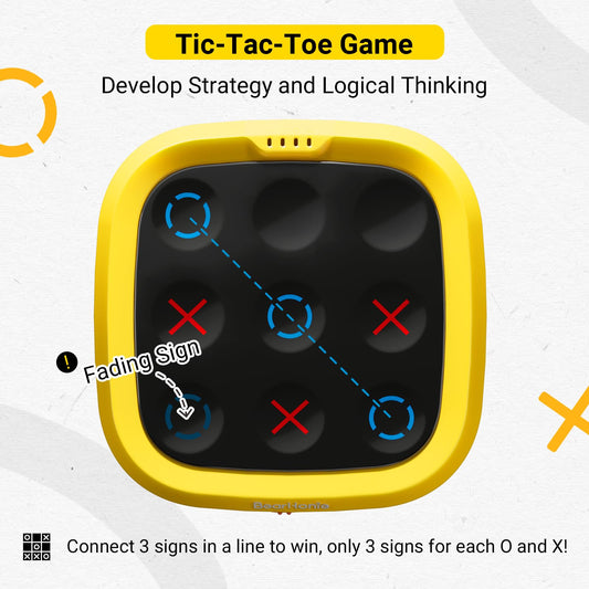 BearHonie 4-in-1 handheld Tic Tac Toe side view, compact family companion.