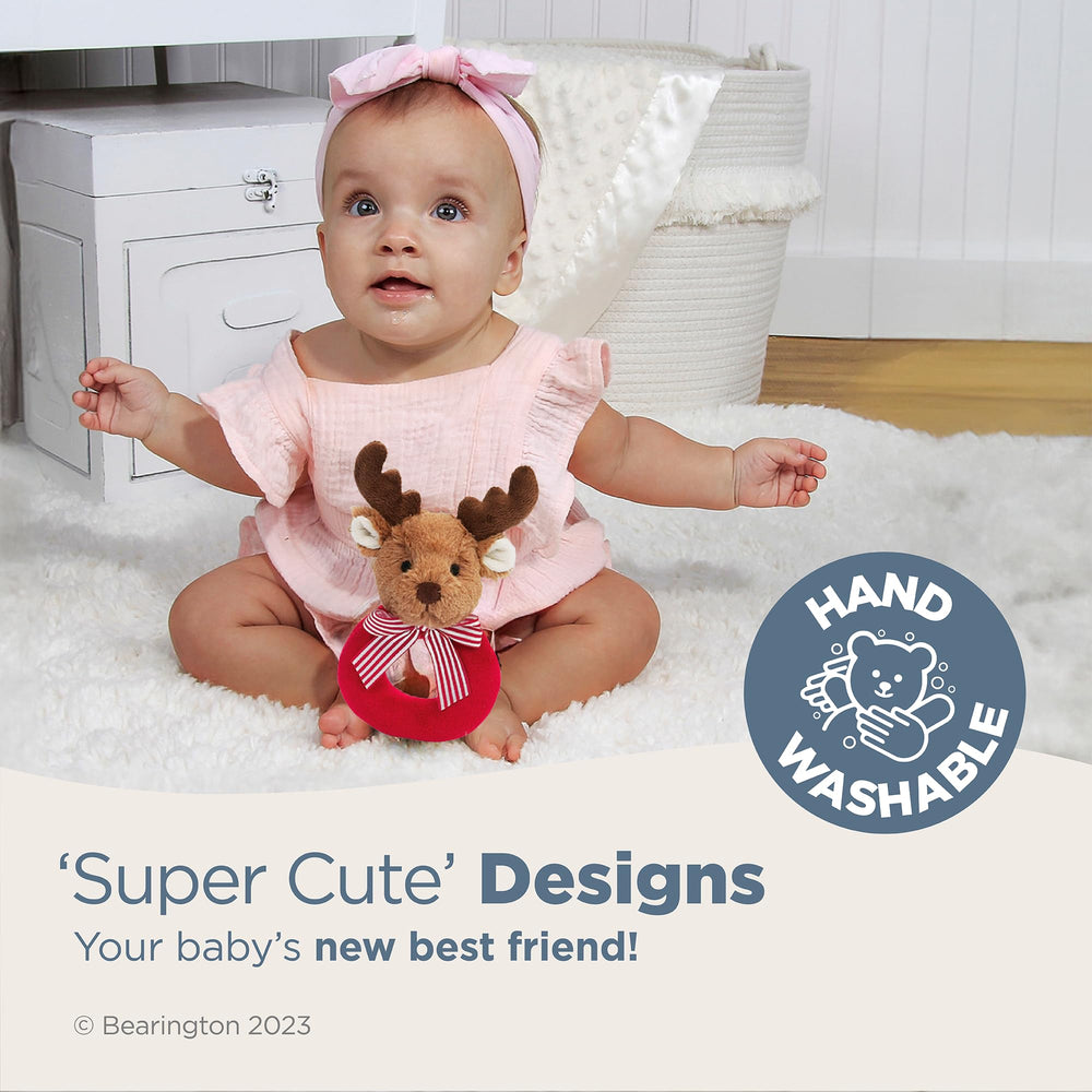 Bearington Baby Lil’ Reindeer plush velour fabric feels luxuriously soft to touch.
