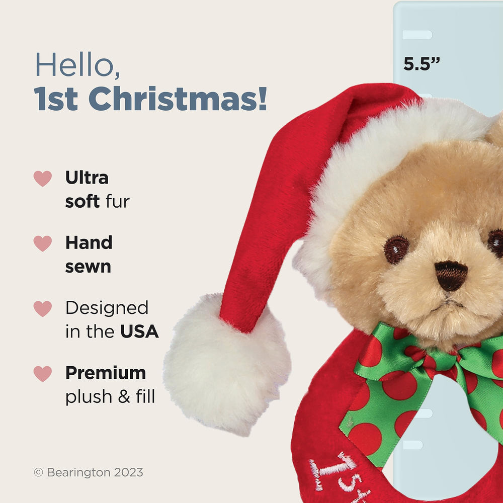 Bearington red velour plush provides a soft, comforting touch for little hands.