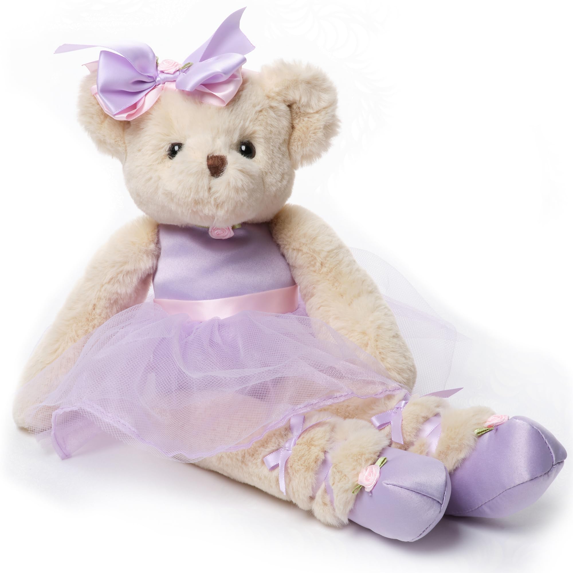 Bearington Bear Tootsie ballerina plush with lilac tutu for pretend recitals