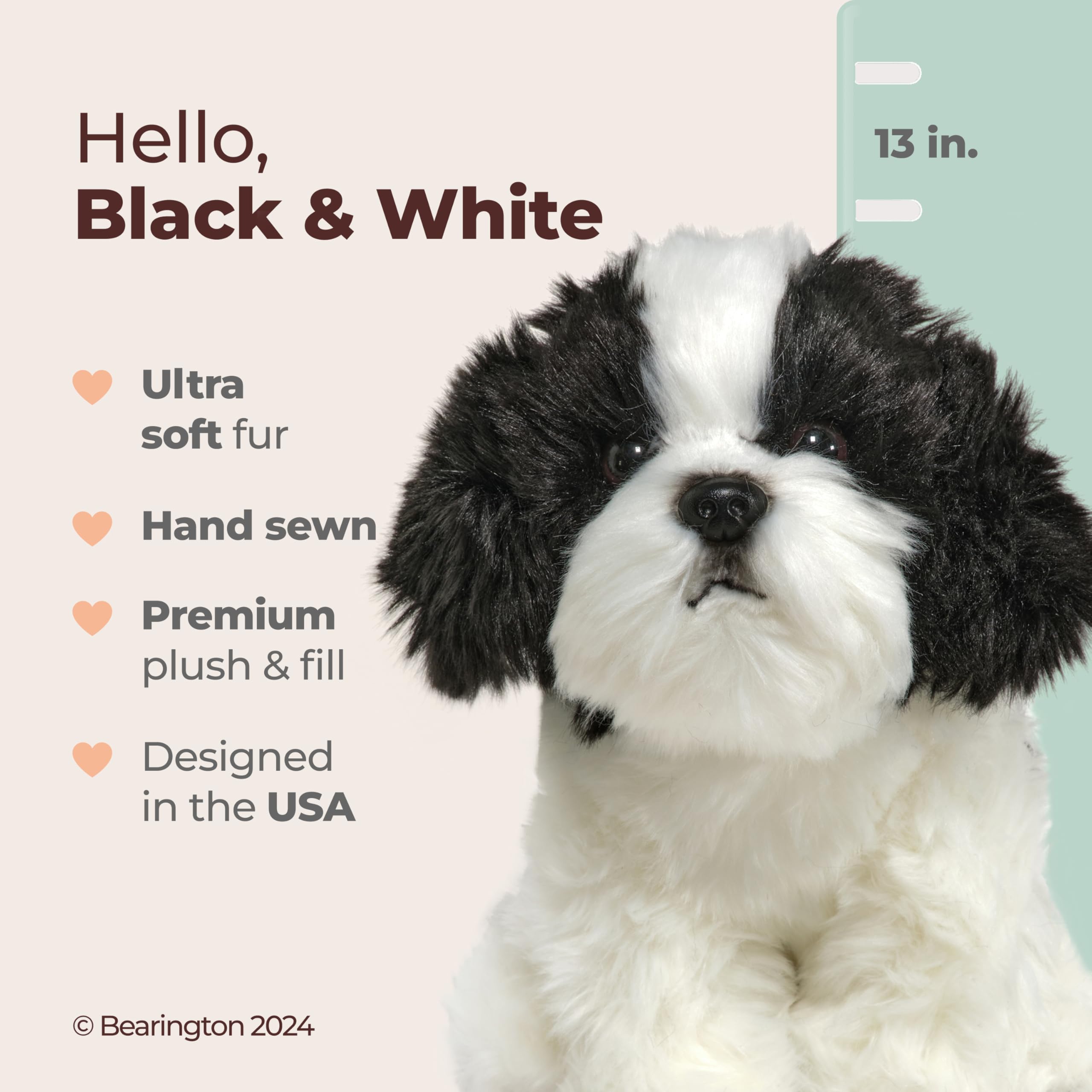 Bearington Butch Shih Tzu plush full body shows weighted interior for cozy play.