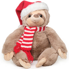 Bearington Christmas Santa Sloth plush stands 16 inches for festive display and cuddly appeal.